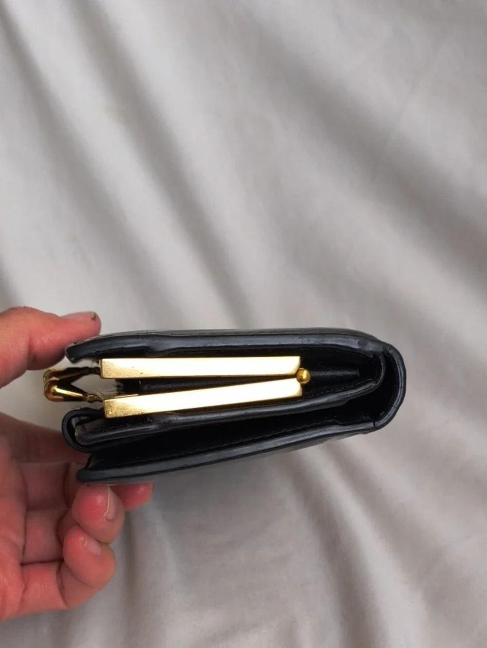 Celine Black Patent Leather Wallet with Snap Closure